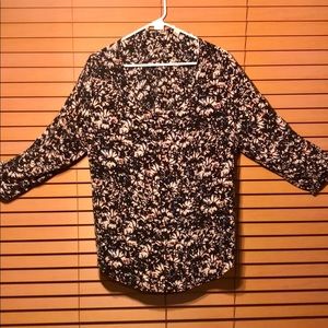 100% silk printed floral blouse 3/4 sleeve